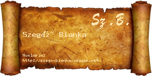 Szegő Bianka névjegykártya